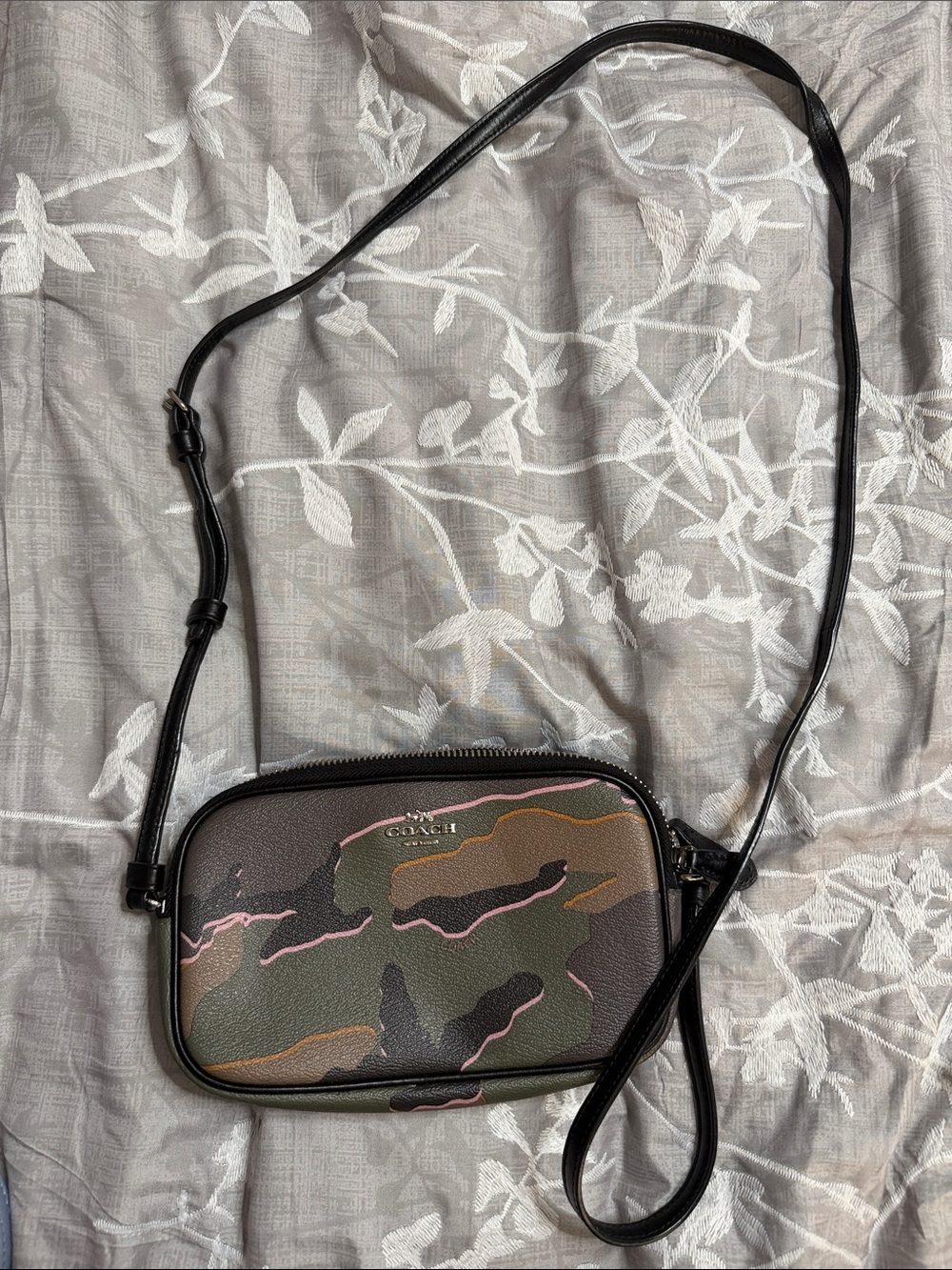 Coach Men's Black, Green & Pink Camo Messenger Crossbody